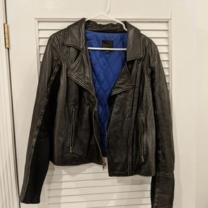 Trouvé Genuine Black Leather Moto Jacket